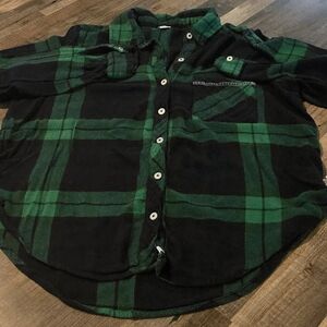 Aerie Green and Black Plaid Pajama Set